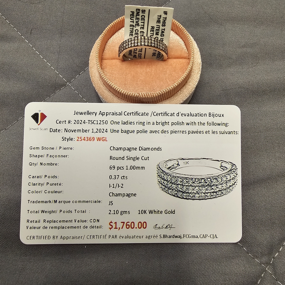Champagne Diamond Ring in 10K White Gold